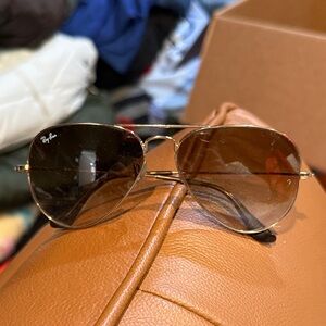 Ray-Ban Aviator Sunglasses - Gold Frame, Brown Lenses